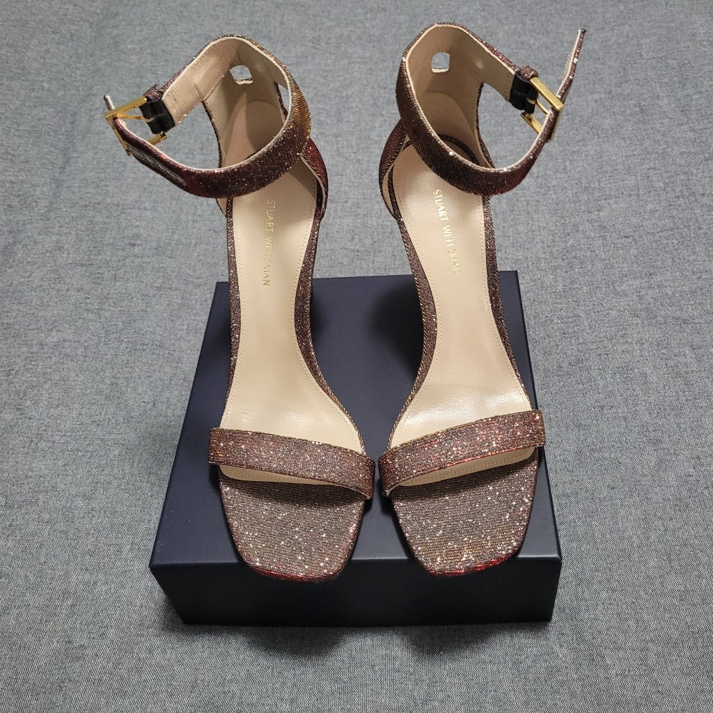 Women's Stuart Weitzman Multicolor Glitter Ankle Strap Heels